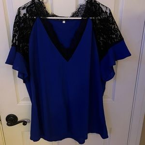 Blue top with lace